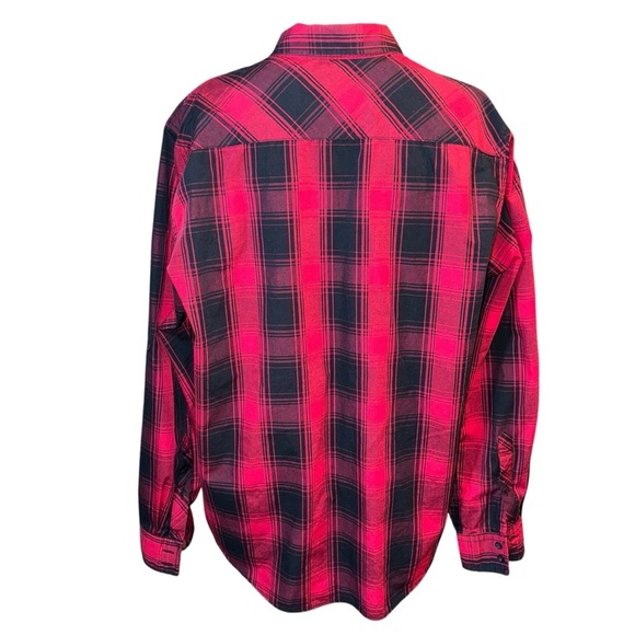Surplus Men’s Long Sleeve Collared Shirt XL Red & Black Plaid 60% cotton - Picture 2 of 8